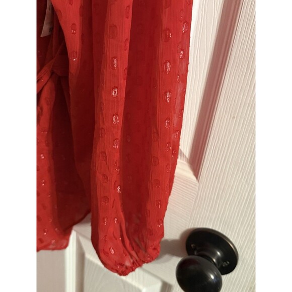 International Concepts INC Red Off Shoulder Polka Dot Shimmering Blouse Size XL - Picture 10 of 14